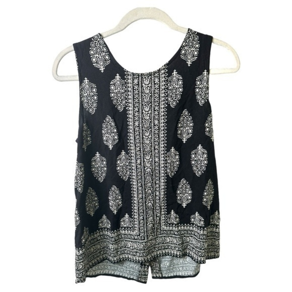 Nicole Miller Shirt Womens Small Tank Button Accents Paisley Print Bohemian